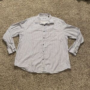 Tasso Elba Men's Blue Checkered Button Up Shirt XXL 18-18.5